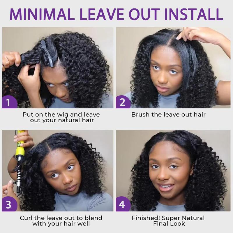 Luvme Too Easy Texture™ 0 Skill Needed-Beginner Friendly Wear Half Wig Invisible Hairline Human Hair Glueless V Part Wig No Leave Out Drawstring Install Burmese Messy Curl Yaki Straight Kinky Curly