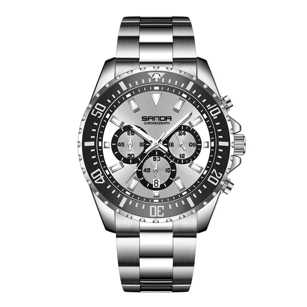 Men's Multi-Function Quartz Watch with a Solid Stainless Steel Band, Sleek Minimalist All-Metal Design, Water-Resistant, Wristband Quartz Watches, All-Metal Quartz Watches
