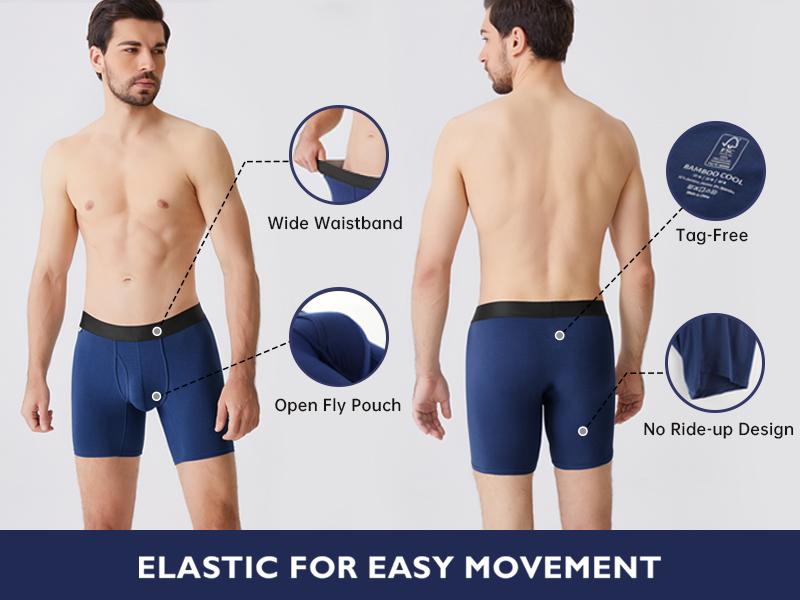 BAMBOOCOOL Men's Breathable Boxer Briefs - 6 Pack, Moisture-Wicking, Sportswear, Athletic, Comfortsoft, Tag-Free, Open Fly Pouch, Christmas Gifts for Men SpringStatements BAMBOOCOOL Men's Breathable Boxer Briefs - 6 Pack, Moisture-Wicking, Sportswear, Athletic, Comfortsoft, Tag-Free, Open Fly Pouch, Christmas Gifts for Men SpringStatements