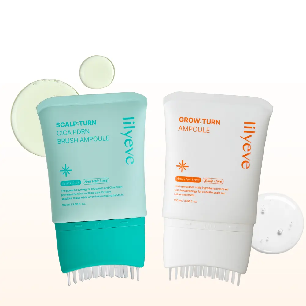 [LILYEVE] GROWTURN & SCALPTURN Hair Growth & Scalp Serum Duo | Hair Growth Serum & Cica PDRN Scalp Serum with Built-In Brushes