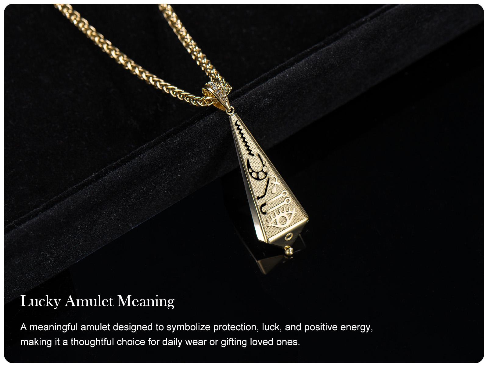 Holylegend 14K Real Gold Plated Ancient Egyptian Hieroglyph Amulet Necklace – Lucky Charm Protection Jewelry for Men and Women