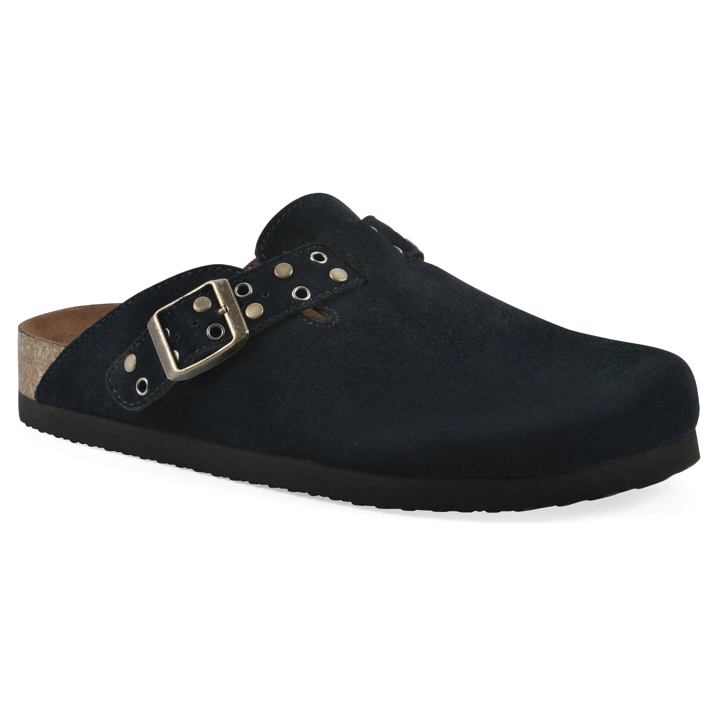 White Mountain Women's Benben Footbeds Clog | Comfortable Suede Slip-On Clog with Embellished Strap | Everyday Wear Shoe