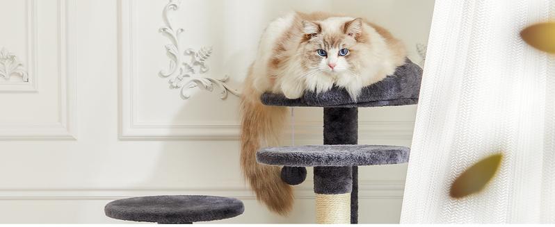 Cat Tree Tower for Indoor Cats 54in Tall Multi-Level Pet Furniture with Sisal Scratching Post, Plush Toy, and Climbing Ladder