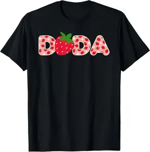 Dada Strawberry First Birthday Family Funny Strawberry Summer Casual Shortsleeve Cotton T-Shirt
