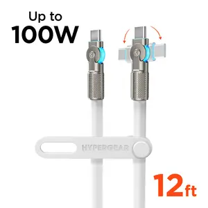 Chunky180° 100W USB-C to USB-C Rugged Fast Charge Cable | 12ft | White