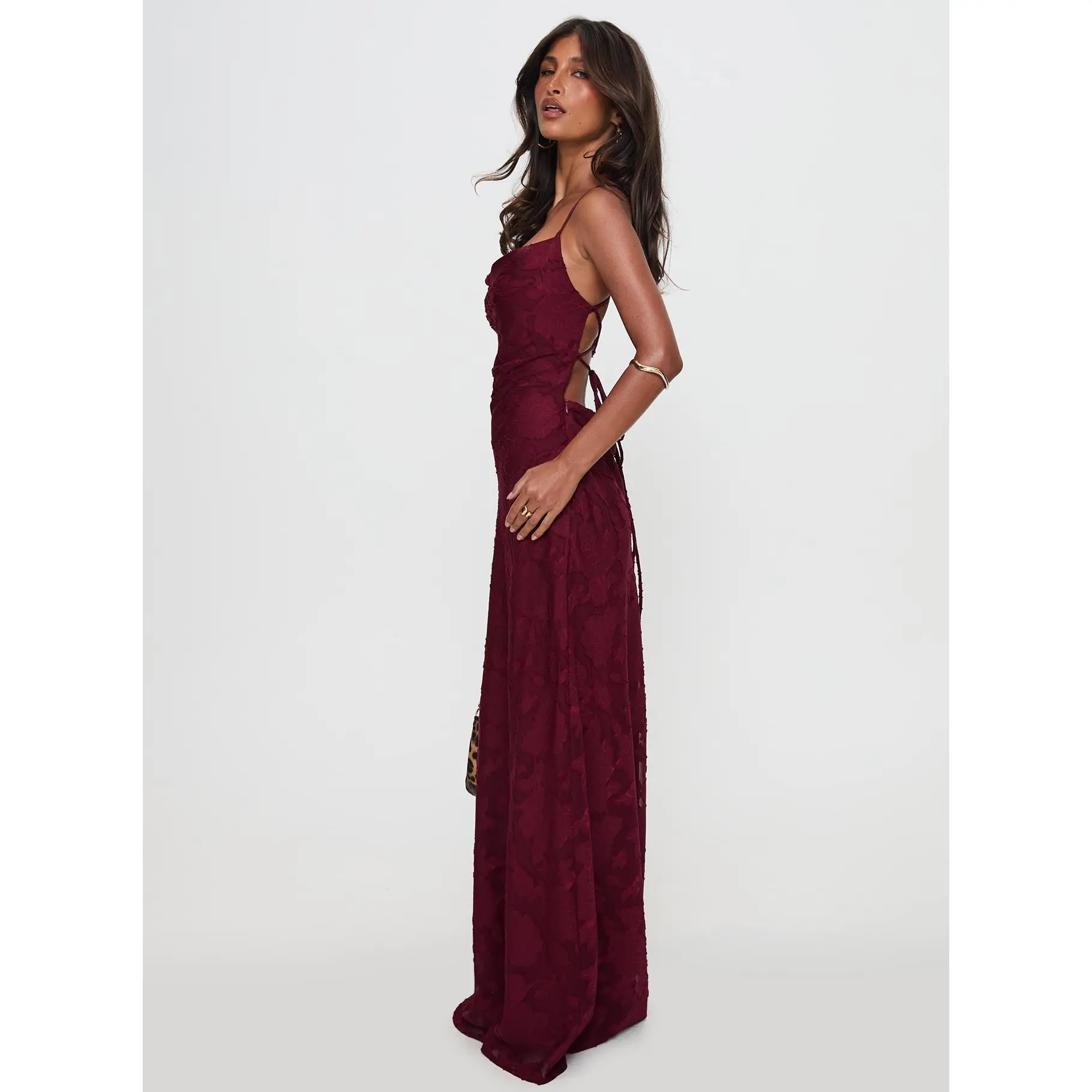 Celena Maxi Dress Burgundy Burnout - TikTok Shop Celena Maxi Dress Burgundy Burnout - TikTok Shop