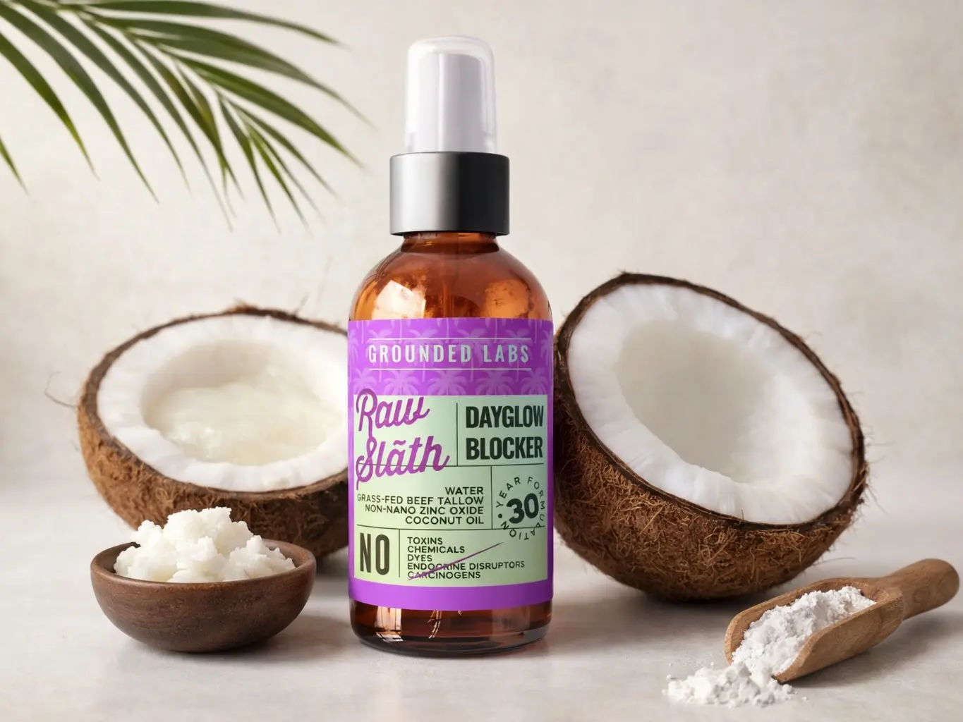 Beef Tallow Zinc Oxide Natural 30 SPF Mineral Sunscreen - Grass Fed Beef Tallow, Non-Nano Zinc, Coconut Oil, Smooth, Lightweight, Hydrating, Fast-Absorbing, Non-Greasy Daily Body Sunblock for Sensitive Skin, No Toxins/Chemicals/Hormone Disruptors