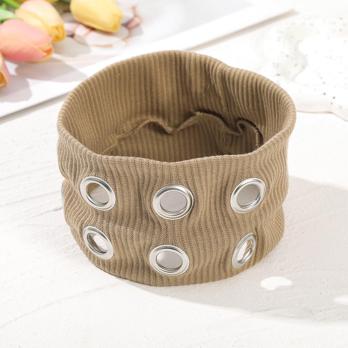 Punk Grunge Hollowed Out Metal Eyelets Wide Elastic Headband For Girl Women Rock Style Steampunk Stretchy Headbands Hair Accessorie