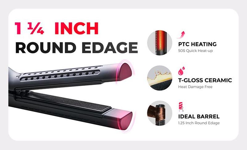 TYMO AIRFLOW- Straightener and Curling Irons 2 in 1, 360° Cooling Air Hair Curler, Tourmaline Coating, Comfort, hair styling tools, Plancha de cabello
