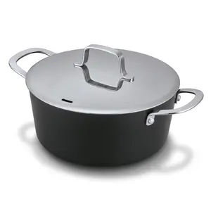 Alva Maestro 4.5 Qt Nonstick Stock Pot with Lid – No-Boil-Over Design, Tri-Ply Even Heat Base, PFAS/PTFE/PFOA-Free Ceramic, Induction Compatible, Oven Safe, Dishwasher Safe, Easy to Clean