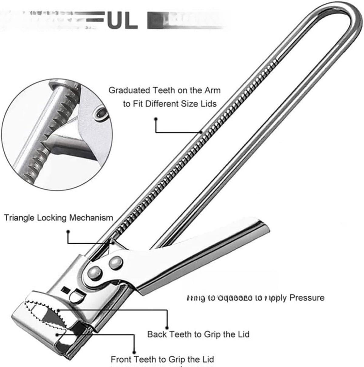 Adjustable Multifunctional Stainless Steel Can Opener Jar Lid Gripper Manual Kitchen Accessories 19cmx3.3cm Silver Smooth Utensils