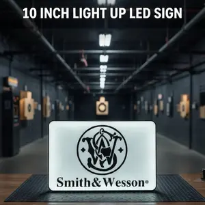 Smith & Wesson Backwoods Light up LED Sign - Red and White Text Design with Black Border USB Powered Easy Setup Wall Mounting Options