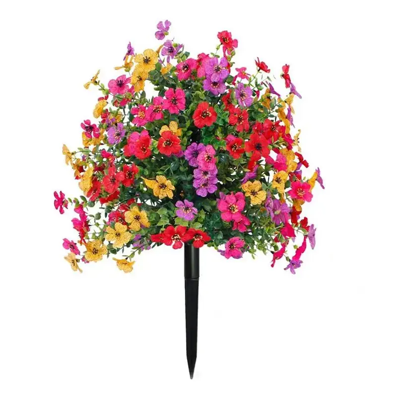 Artificial Flowers for Outdoor Indoor Garden Home Decoration, Plastic Faux Flowers, Faux Flower Daisy with Eucalyptus Leaves Fake Plants Greenery Boxwood Porch Patio Summervibes