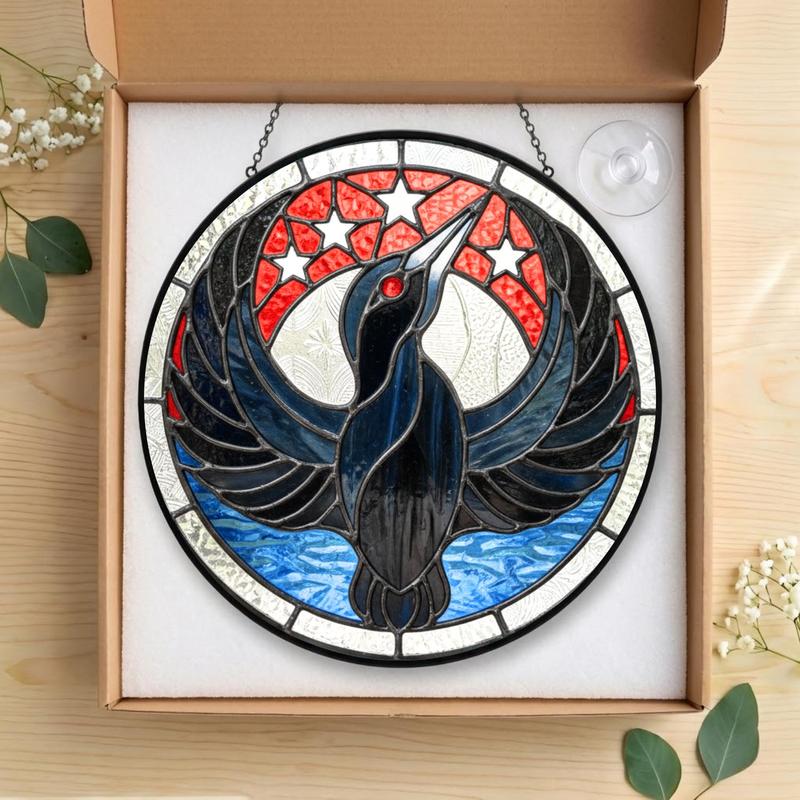 Rebel Loon Stained Glass Suncatcher, Minnesota Resistance Rebel Style Art, Natural Home Decor