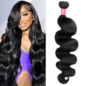 Human Hair Bundles Human Hair Body Wave 12A Real 100% Raw Unprocessed Brazilian Virgin Sew in Quick Weave Natural Black