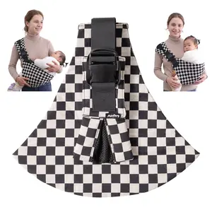 LUJIFO Check Baby Sling Carrier – Lightweight, Compact & Easy-to-Use Carrier with Front & Back Dual Adjustable Buckles, Fits Toddlers, Portable for Travel