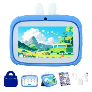 Veidoo 7" Kids Tablet with Parental Controls 2GB+32GB Games Learning Educational Tabletfor Toddlers Features IWAWA App Shockproof Silicone Sleeve Birthday Present