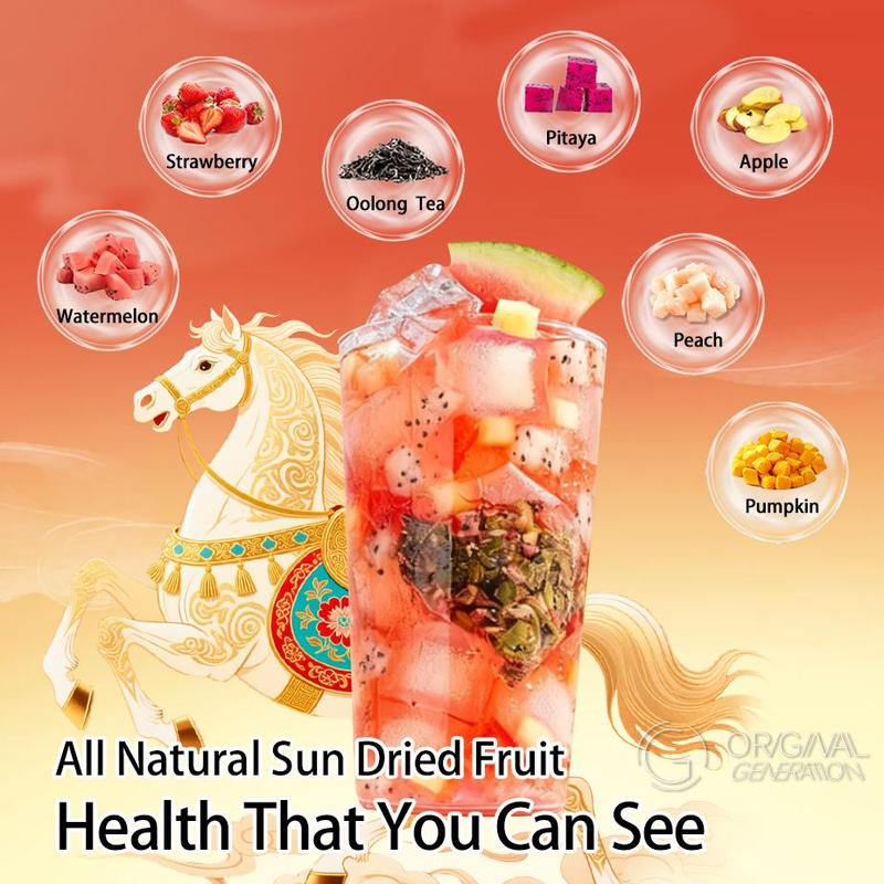 LIVE SPECIAL Bogo Sugar Cleanse  Lunar New Year 3.0 Watermelon Oolong Tea 2 Cartons (1 Carton 70g 7g×10packs)×2 With Color Changing Glass Sport Drinking Water Bottle With Oolong Tea Red Pitaya Watermelon Peach Pumpkin Strawberry Apple