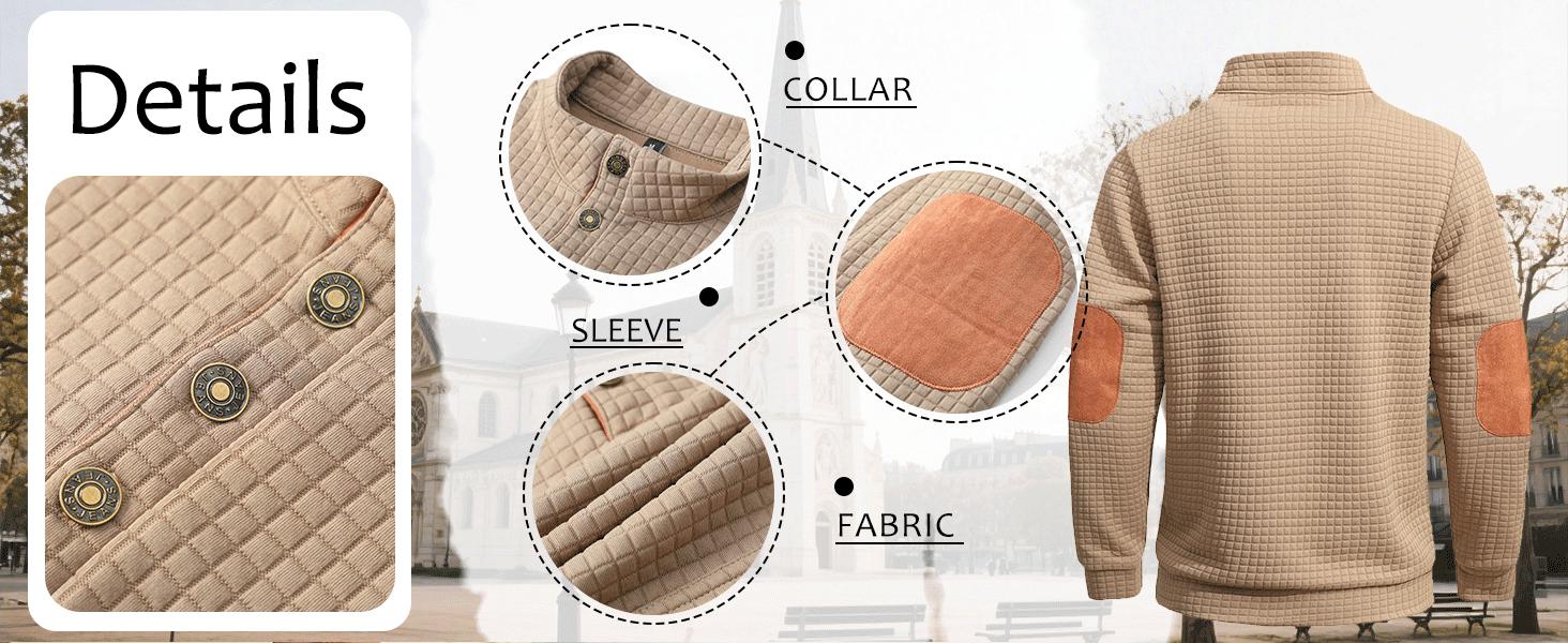 Zaitun Men'S Plus Size Casual Business Waffle Knit Pullover Quarter Zip Long Sleeve Sweatshirt Casual Fall Winter Fashion Tops