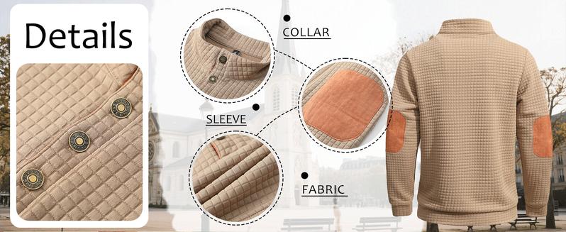 Zaitun Men'S Plus Size Casual Business Waffle Knit Pullover Quarter Zip Long Sleeve Sweatshirt Casual Fall Winter Fashion Tops