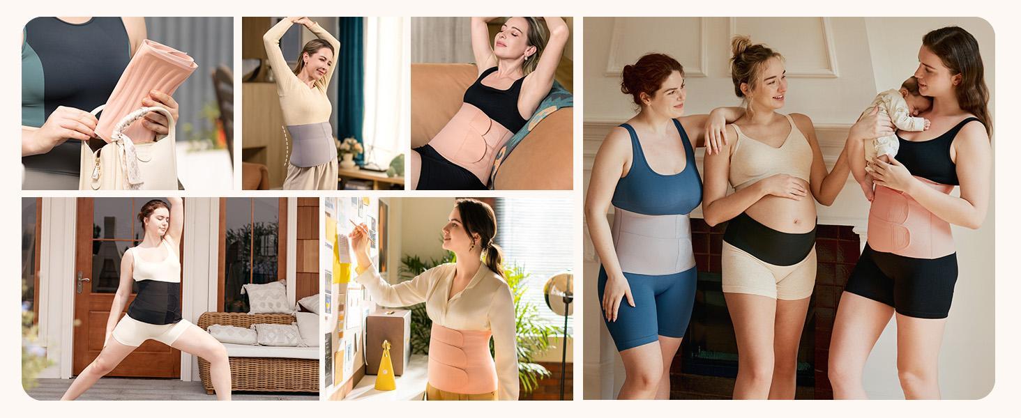 【BUY 1 GET A FREE GIFT, FIRST 10 ORDERS 】Momcozy Ergowrap Postpartum Belly Band for Natural and C-Section Recovery, Abdominal Binder with 3D Abdomen Lifting & Ergonomic Back Support, Seamless Belly Wrap Shapewear for Post Surgery Recovery