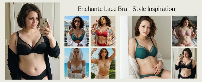 Popilush Minimizer Bras for Women Supportive Full Coverage Underwire Floral Lace Bras Plus Size Lifting Unpadded Bra Elegant Outfits