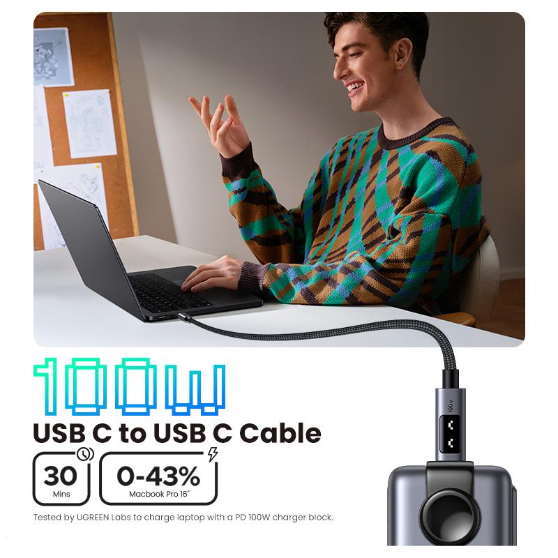 UGREEN Uno 100W Robot Charger Bundle with 100W 3.3 FT Fast Charging Cable, Fast Charging for Macbook, iPhone 17/16 Pro Max, Samsung,September Restock，TikTokShopBlackFriday ,TikTokShopJumpstartSale