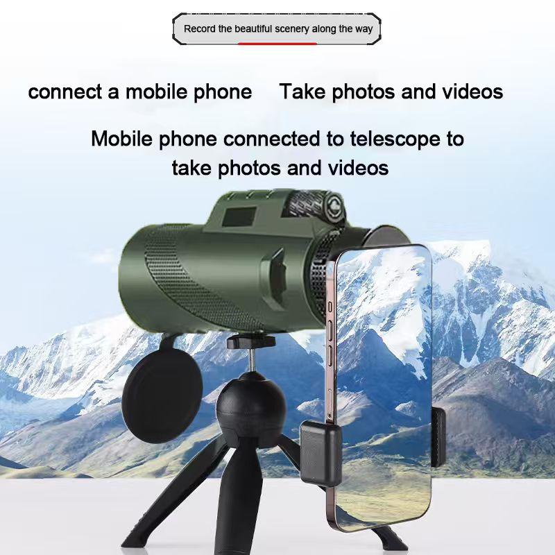 【Black Friday Deals】2025 Latest 80x100 Monocular Telescope for Cell Phone Photos Outdoor Compact Water-Resistant Cold Send Triangle Bracket Distant Views at Your Fingertips Zoom in with your phone to get a full view Compact Sturdy Powerful Telescope