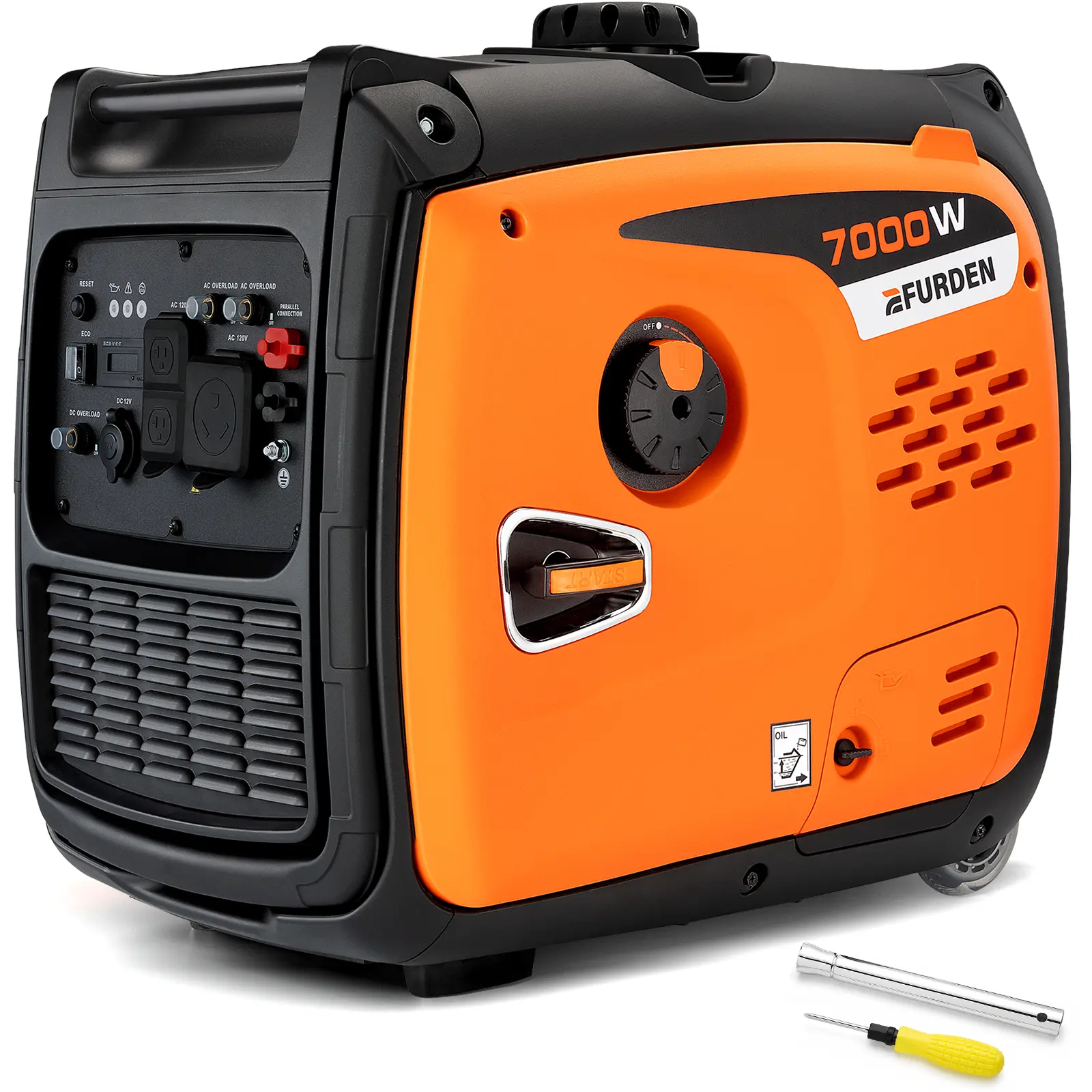 【Ships within 24H】Efurden 7000 Watt Portable Inverter Generator, Handle & Wheel Kit (EDOG15) | Quiet Gas Powered Generator with Eco Mode, 30A RV Ready, THD < 2% Clean Power, 3.5 Gal Large Fuel Tank, Home Backup, Camping