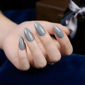 Midnight Blue Muse Almond Shape Press On Nails - Sophisticated Navy-Midnight Blue Glossy Finish for Professional Settings & Evening Events
