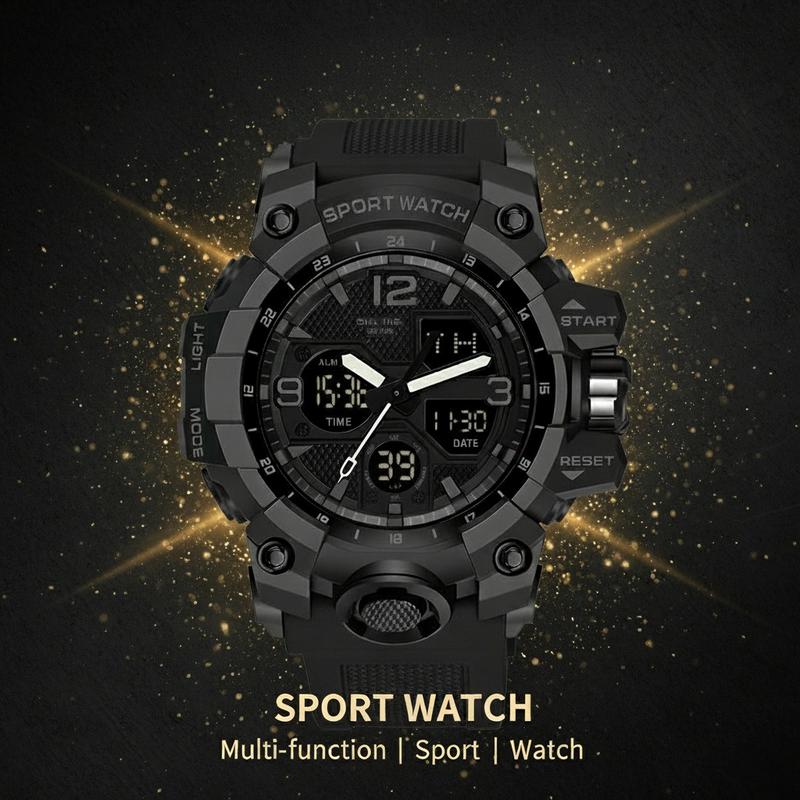 Men's Digital Sport Watch Water-Resistant Wristwatch with Dual Display for Outdoor Fitness Activities & Active Lifestyles,Christmas gift