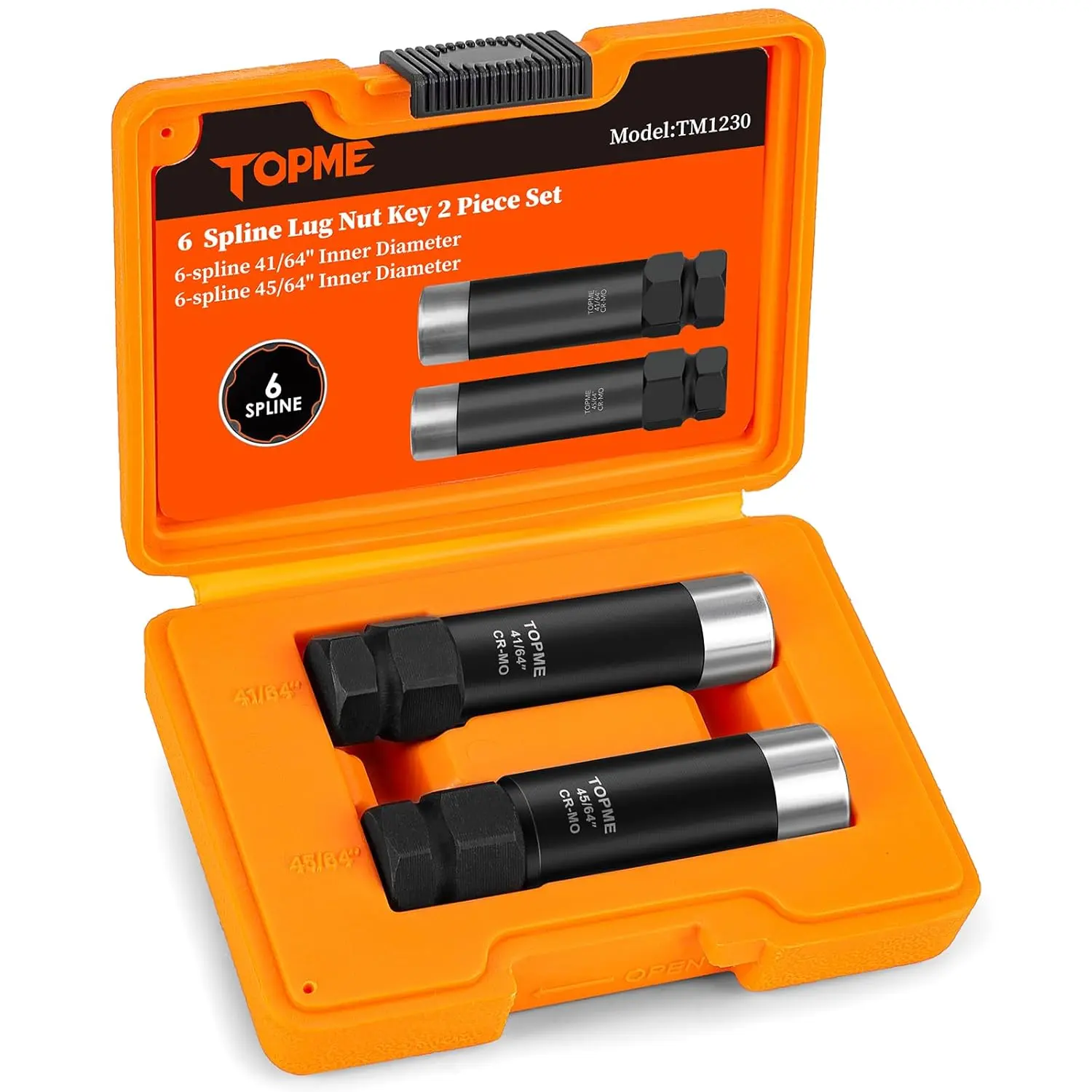 2-Piece 6-Spline Lug Nut Socket Set - 6-Point Lug Nut Key (41/64" & 45/64") for M12x1.25 & M12x1.5 Lug Nuts - Easy Installation and Removal for Aftermarket Wheels