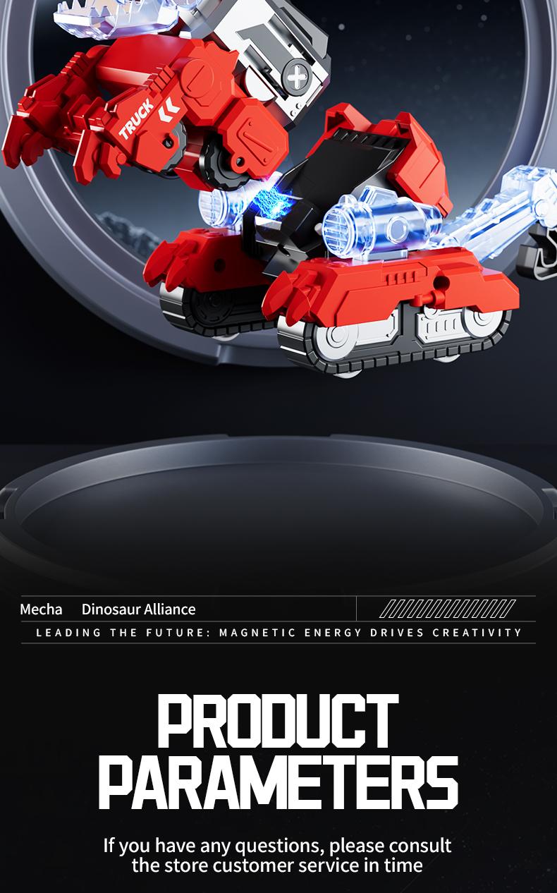 【The best Valentines gift】Exchange Gift Cool STEM Toy Perfect Gift for Toddlers 6-in-1 Magnetic Dinosaur Transformer Car | Auto Collision to Dragon & Unicorn! Build-Your-Own Design for Fun