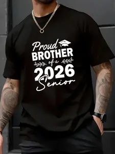 100% Cotton Unisex Senior 2026 Proud Brother Of A Class Of 2026 Senior Graduate T-Shirt– Cute & Comfy, Instagram Aesthetic, TikTok Fashion Tee