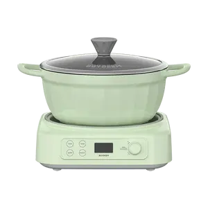 BUYDEEM 4.7QT Slow Cooker Set, Detachable Ceramic Pot & Non-stick Stew Pot, Versatile Multi-Cooker, Sage Green