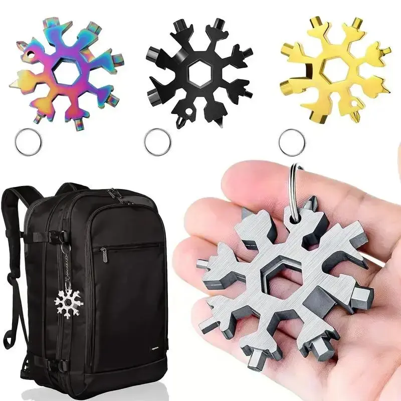 Best-Selling 18-in-1 Snowflake Multi-Tool – Portable Stainless Steel Wrench | Combines Screwdriver and Bottle Opener | Essential Survival Gear, Camping Gadget, Cool Gift Utensils