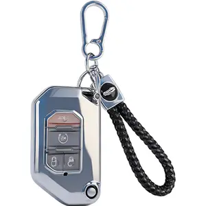 for Jeep Key Fob Cover Premium Soft Full Protection Key Shell Key Case Compatible with 2020 2021 2022 2023 2024 2026 Gladiator JT Sahara JLU 2018-2025 Wrangler JL JLU Rubicon