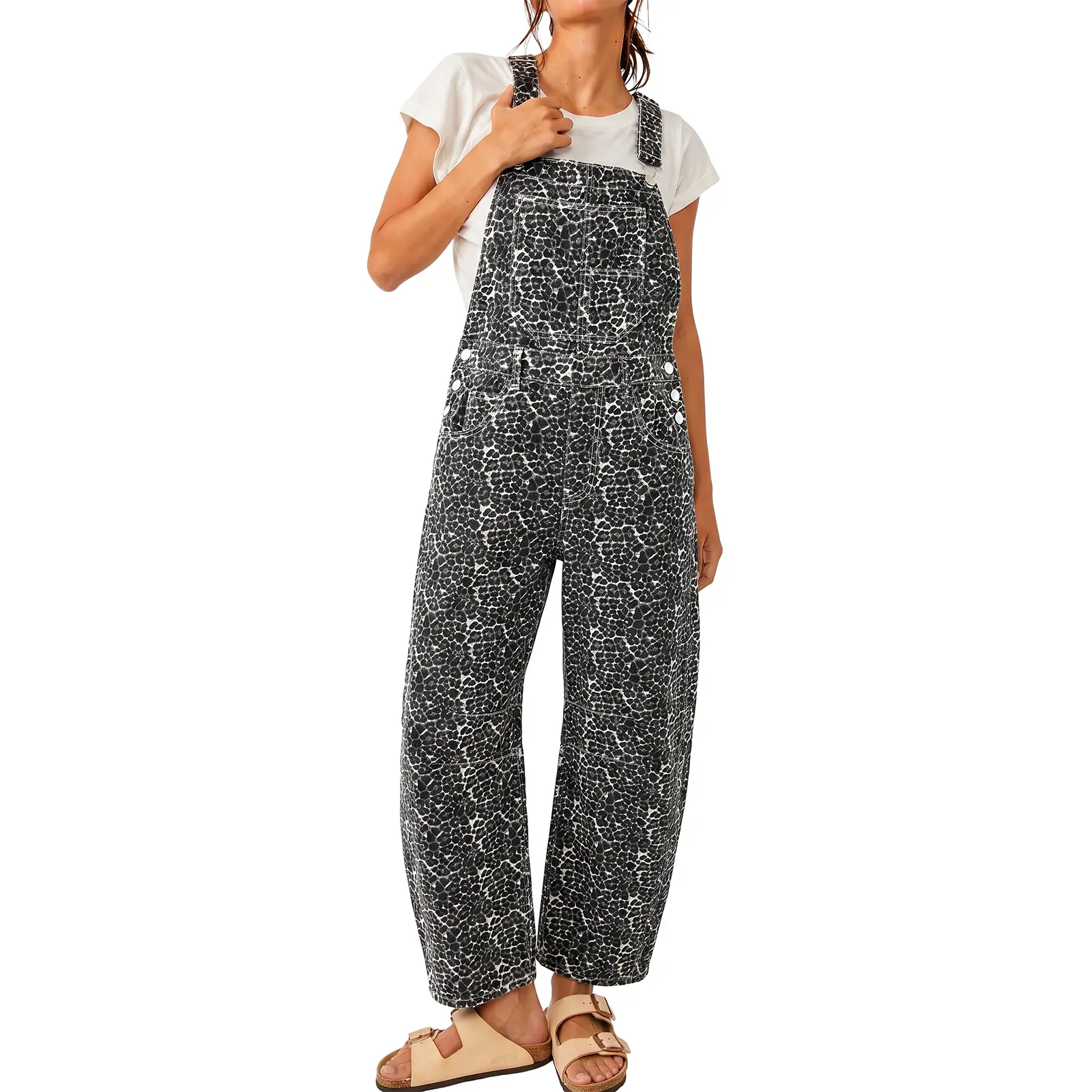 Imily Bela Womens Denim Bib Overalls Barrel Leg Adjustable Strap Jean Pants Jumpsuits with Pockets