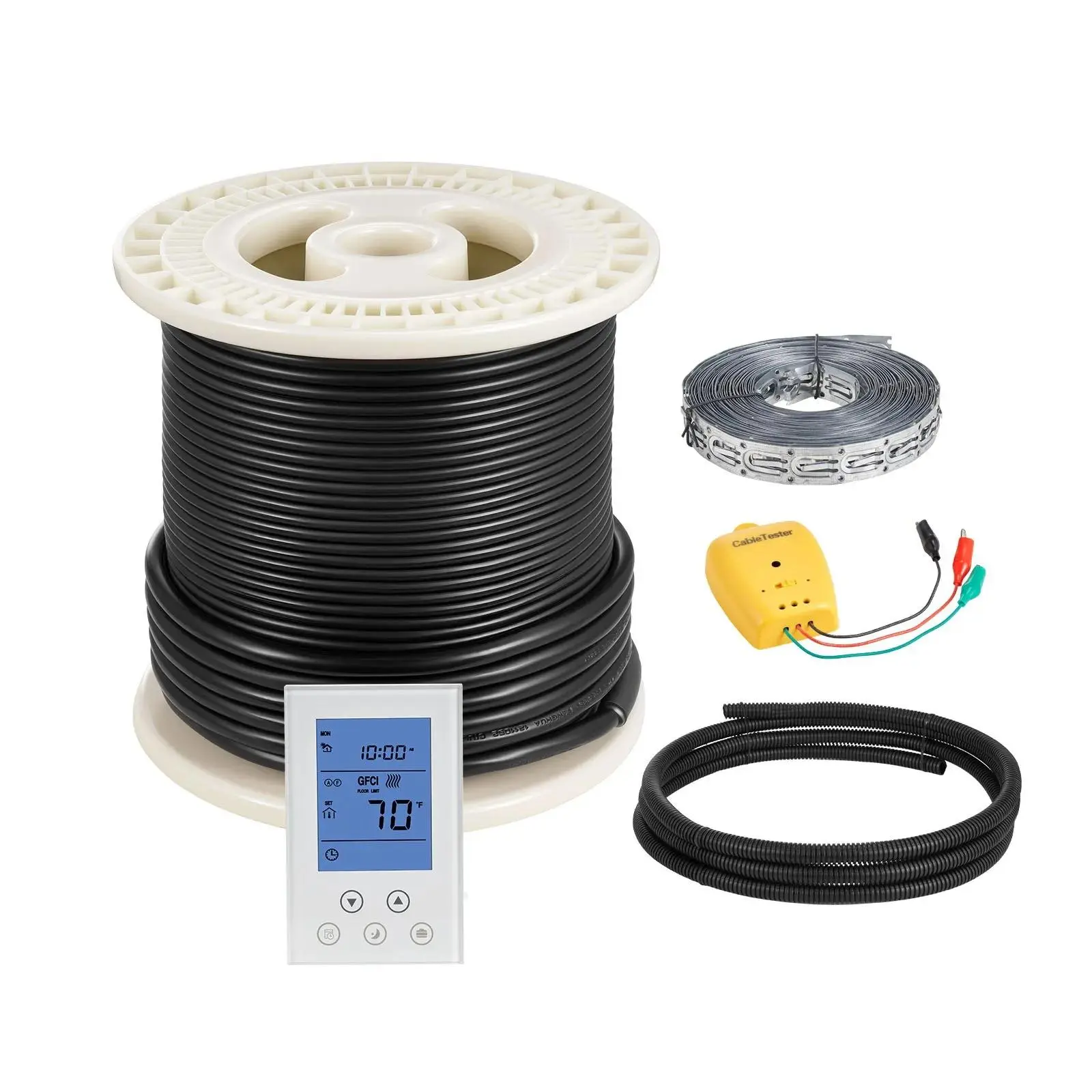 【SummerFinds】VEVOR 50 sqft Underfloor Heating Cable Kit,  120V Electric Radiant Heated Floor System, with Smart Control Thermostat & Alarm, Easy Installation for Tile, Stone, Vinyl, Home Improvement