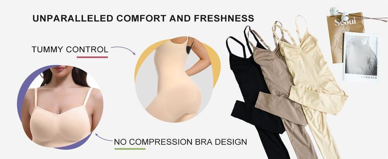 SHAPERX  Full Body Shapewear Tummy Control High Waisted Leggings Stretchy Bodysuit Black Sculpting