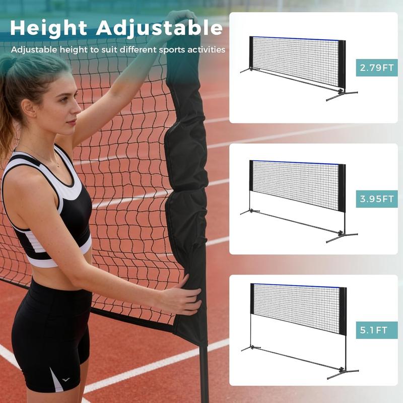 Height Adjustable Volleyball Net for Pool & Backyard, Portable Outdoor Sports Net with Carry Bag, 10FT/14FT/17FT, Red and Blue Available