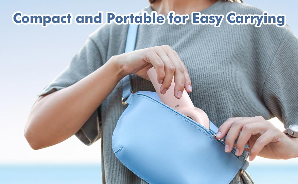 WHATOOK High Speed Portable Handheld Fan,Adjustable Turbo Mini Fan, Battery Rechargeable Personal Fan with Metal Body,Digital Display,Gifts for Women Men Travel/Camping/Outdoor-Pink-White-Green