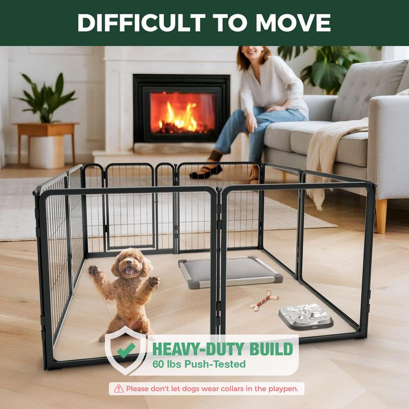 FXW Acrylic & Wire Mesh 8/10 Panels Indoor Dog Playpen for Puppy/Small/Medium/Large Dogs, 24/32inch|Patented