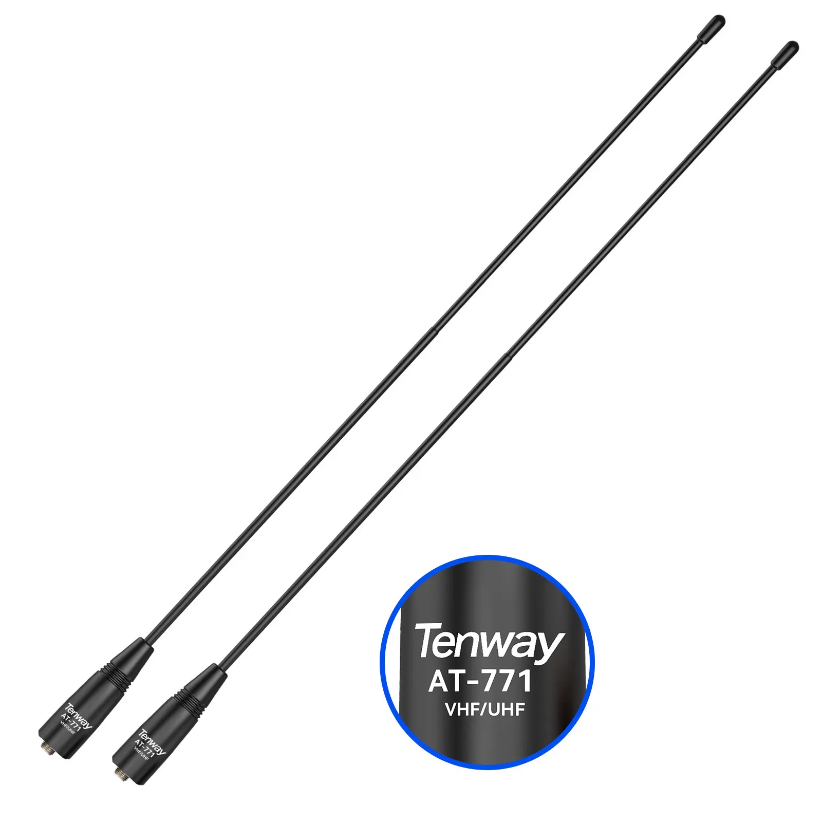Tenway AT-771 High-Gain Dual-Band VHF/UHF Soft Whip Ham Radio Antenna, 14.9-in SMA-Female Connector, Wireless Signal Booster Accessories for Baofeng UV-5R BF-F8HP PRO 5RM K5PLUS AR-152 GM-15PRO UV-5G Plus GMRS Walkie Talkies (144/430MHz)