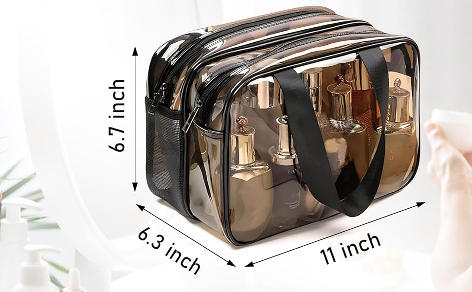 2026 Clear Toiletry Bag for Women Men, Portable Large Travel Makeup Bag, Waterproof & Draining Transparent Cosmetic Bag, Carry On Airport Airline Compliant Travel Cosmetic Bag for Toiletries and Makeup