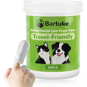 60 Counts Teeth Cleaning Finger Wipes for Dogs & Cats