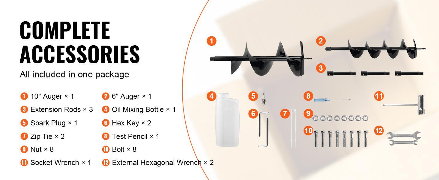 VEVOR Post Hole Digger, TikTokShopBlackFriday, 52cc 1450W Auger Post Hole digger, Gas Powered Earth Digger for Farmland, Garden and Plant, EPA certification
