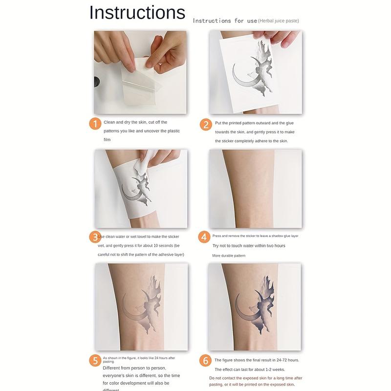 6 Large temporary tattoos men,fake tattoos,Lasting for 7-15 Days,Waterproof and Anti-Friction, Realistic Effect, Suitable for People Who Do Not Want Tattoo Pain, Including Compass, Wings, Anchor and Other Elements,Herbal Tattoo Stickers