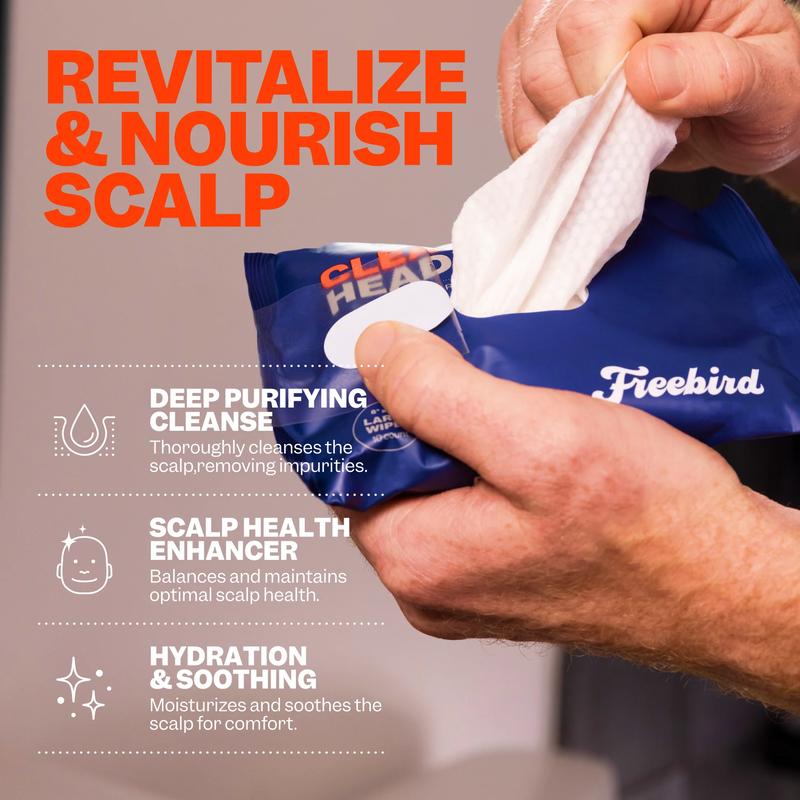 Freebird Head & Body Wipes – Large, Rinse-Free Towelettes with Aloe & Eucalyptus – pH Balanced for Refreshing Clean Anywhere
