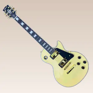 butter yellow LP Guitar,solid mahogany body, 22frets Double Gold Humbuckers, Gloss Finish for Beginners & Pros